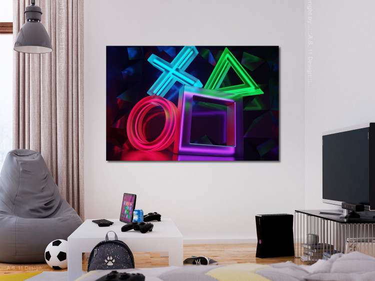 Canvas Print Neon game - backlit symbols on the controller 135433 additionalImage 3