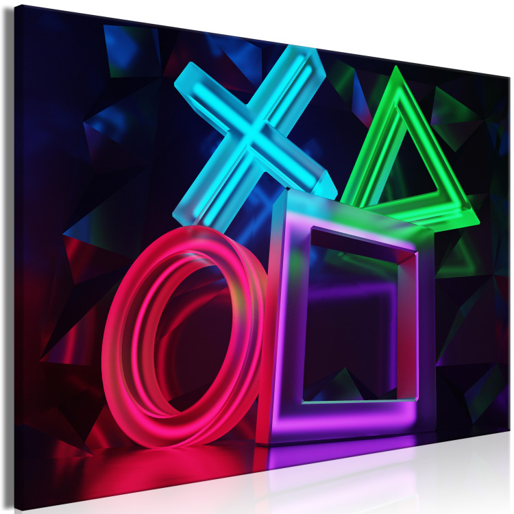 Canvas Print Neon game - backlit symbols on the controller 135433 additionalImage 2