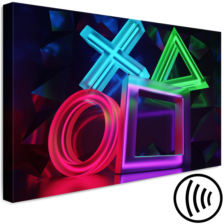 Canvas Print Neon game - backlit symbols on the controller 135433 additionalImage 6