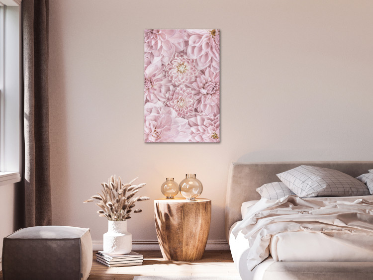 Canvas Art Print Flower headdress - a bouquet of fresh, pink plants 135533 additionalImage 3