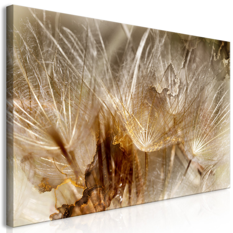 Canvas Print Dandelions in the Wind (1-piece) Wide - flowers in shades of gold 143233 additionalImage 2