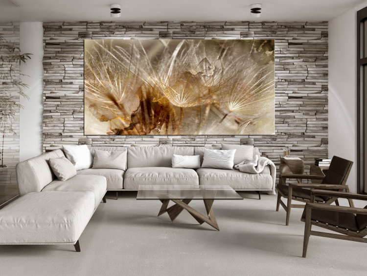 Canvas Print Dandelions in the Wind (1-piece) Wide - flowers in shades of gold 143233 additionalImage 3