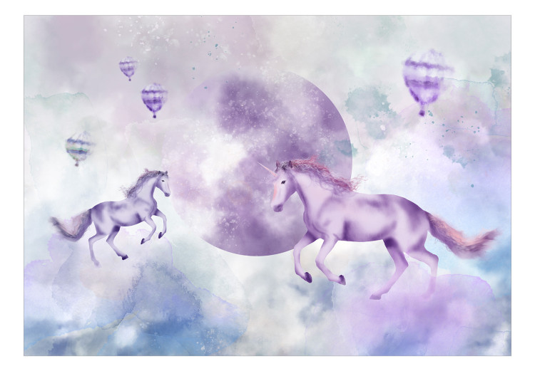 Photo Wallpaper Abstract for children - motif of fairytale animals on a purple background 143433 additionalImage 1