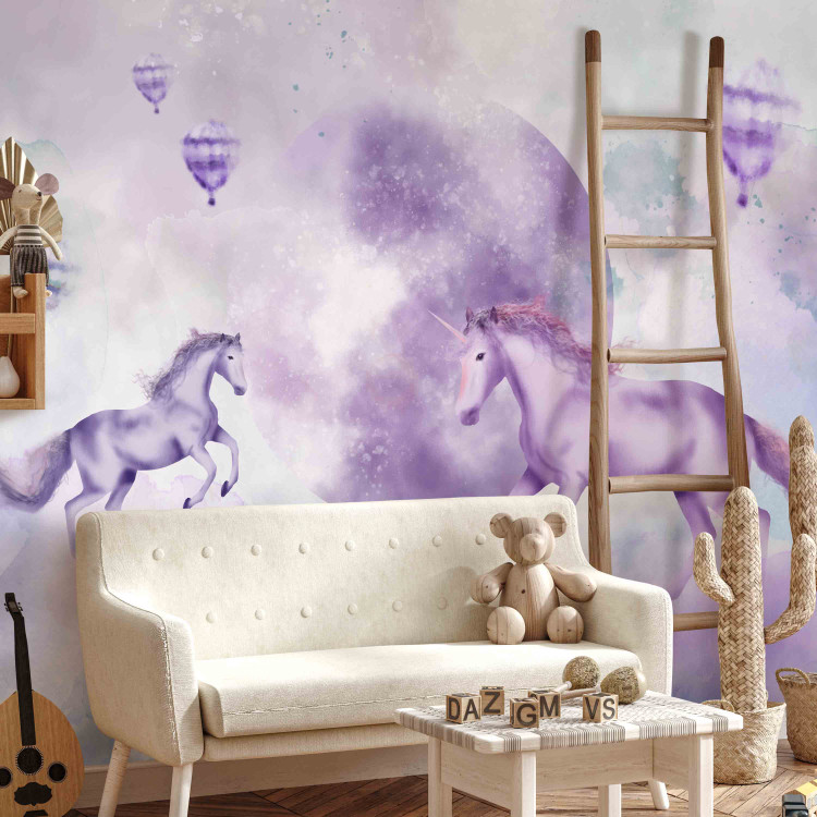 Photo Wallpaper Abstract for children - motif of fairytale animals on a purple background 143433 additionalImage 5