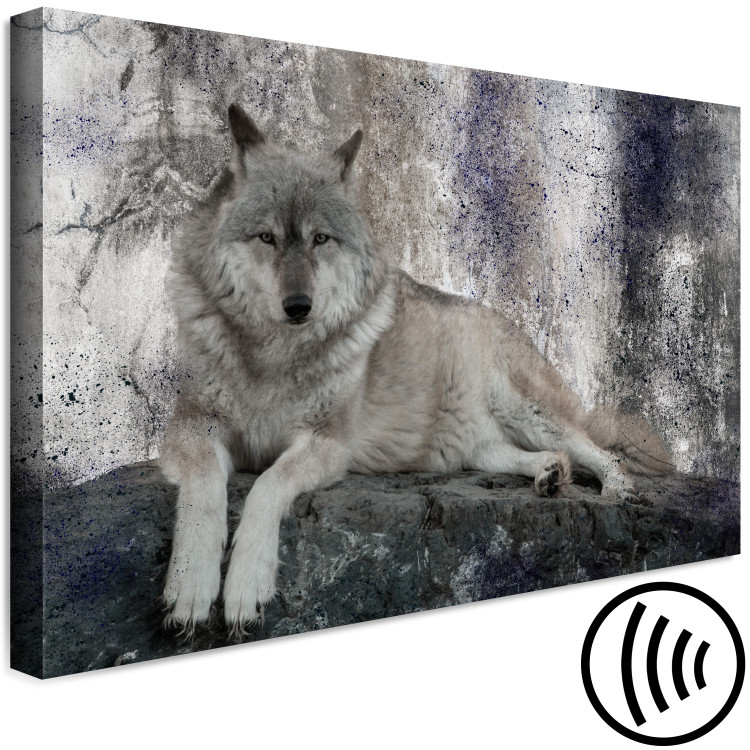 Canvas Resting Wolf (1-piece) - wild animal lying on a rock 145333 additionalImage 6