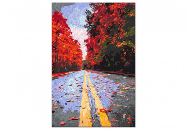 Paint by Number Kit Autumn Road - Alley with Trees with Red Leaves 146533 additionalImage 3