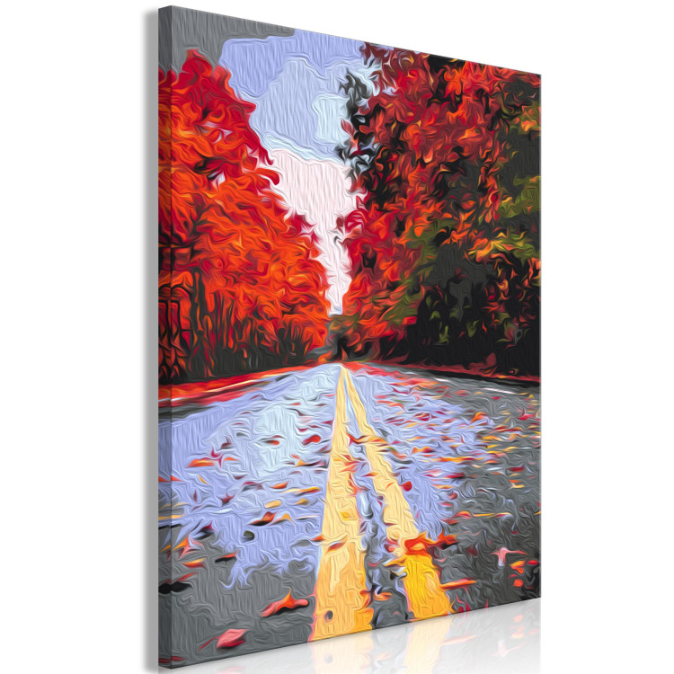 Paint by Number Kit Autumn Road - Alley with Trees with Red Leaves 146533 additionalImage 4