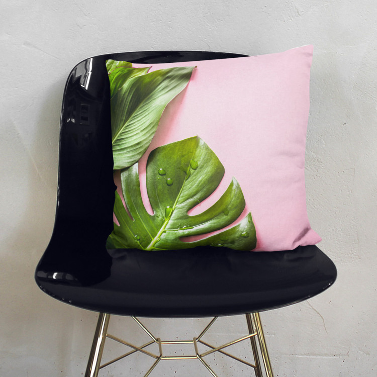Decorative Microfiber Pillow A sweet combination - a floral composition in greens and pinks cushions 146833 additionalImage 3