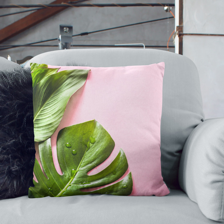 Decorative Microfiber Pillow A sweet combination - a floral composition in greens and pinks cushions 146833 additionalImage 6