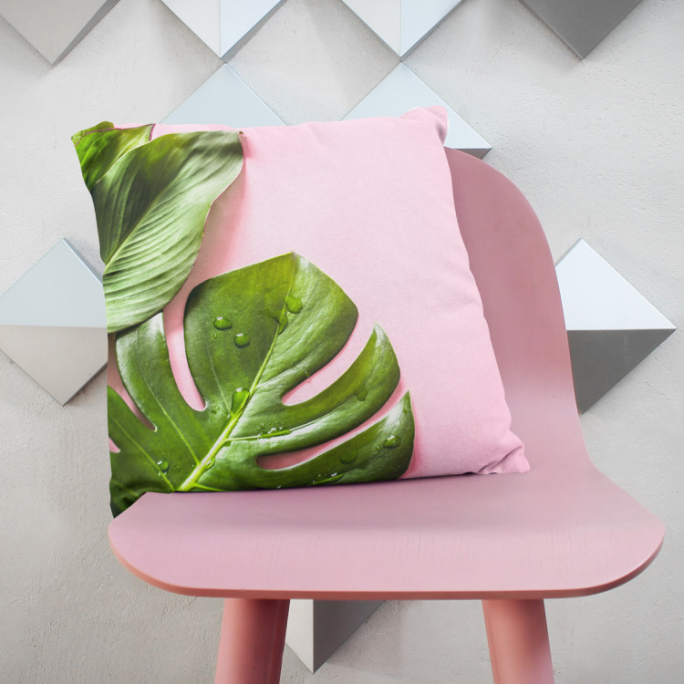 Decorative Microfiber Pillow A sweet combination - a floral composition in greens and pinks cushions 146833 additionalImage 2