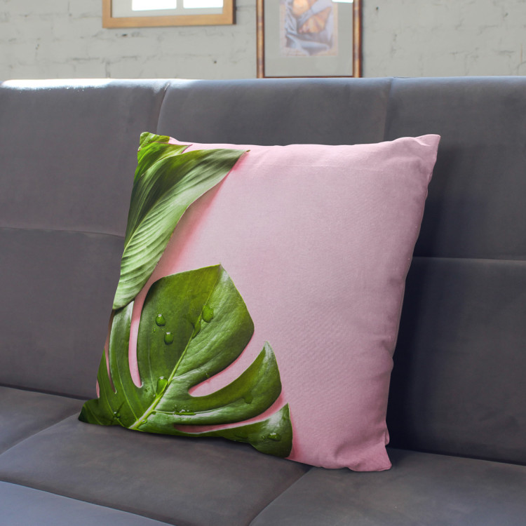 Decorative Microfiber Pillow A sweet combination - a floral composition in greens and pinks cushions 146833 additionalImage 4