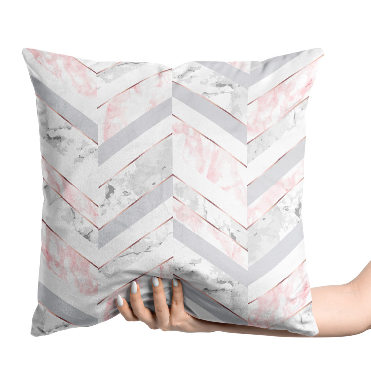 Decorative Velor Pillow The lightness of marble - a minimalist composition in glamour style 147033 additionalImage 4