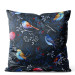 Decorative Velor Pillow Bird winter - a subtle graphic motif in shades of blue 147133