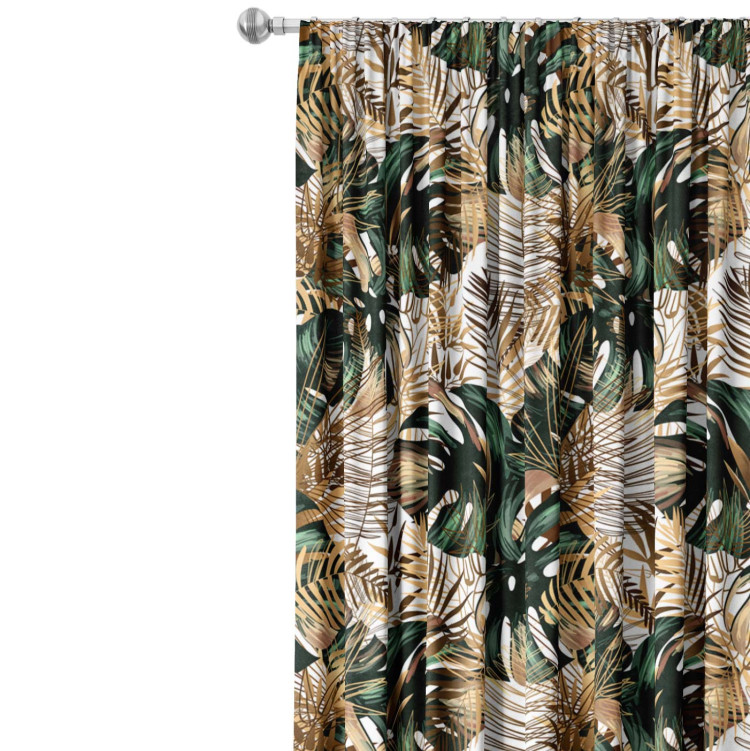 Decorative Curtain Contrasting leaves - plant motif in shades of green and gold 147233 additionalImage 5