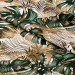 Decorative Curtain Contrasting leaves - plant motif in shades of green and gold 147233 additionalThumb 3