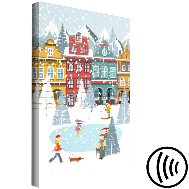Canvas Winter Town - Ice Rink and Tenement Houses in a Festive Atmosphere 148033 additionalImage 6