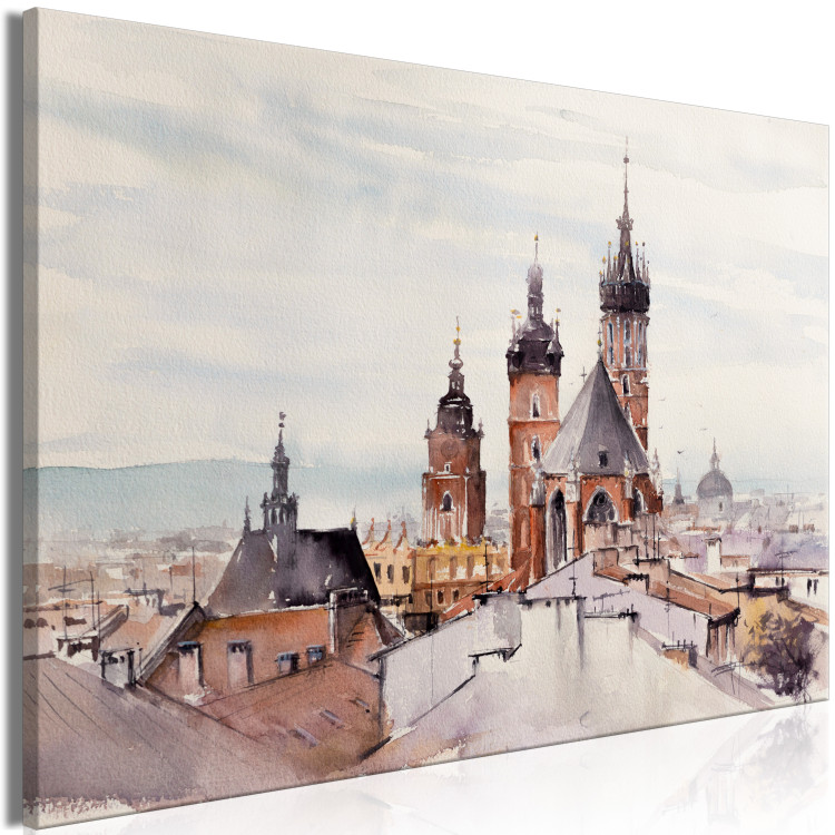 Canvas Art Print Architecture of Cracow - Cityscape Painted With Watercolor 149833 additionalImage 2