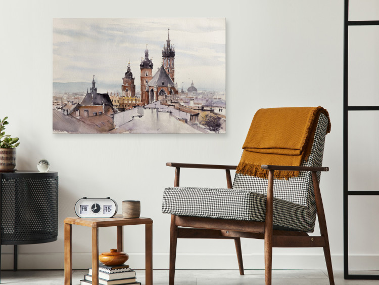 Canvas Art Print Architecture of Cracow - Cityscape Painted With Watercolor 149833 additionalImage 3