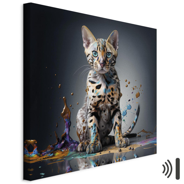 Canvas AI Bengal Cat - Animal in a Colorful Exploding Puddle - Square 150233 additionalImage 8