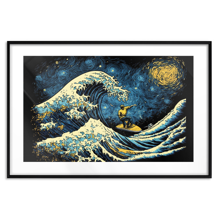 Wall Poster Surfing at Night - Impressionistic Image Generated by AI 151133 additionalImage 25