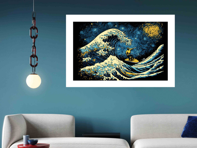 Wall Poster Surfing at Night - Impressionistic Image Generated by AI 151133 additionalImage 13