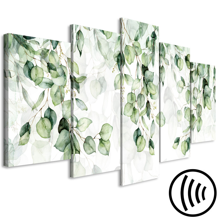 Canvas Art Print Lightness of Leaves - Delicate Composition With Twigs in Bloom 151433 additionalImage 6