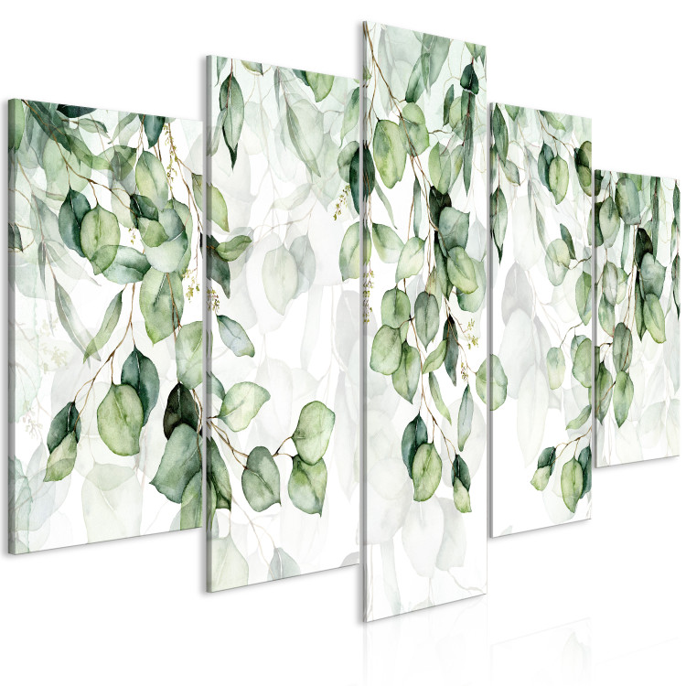 Canvas Art Print Lightness of Leaves - Delicate Composition With Twigs in Bloom 151433 additionalImage 2