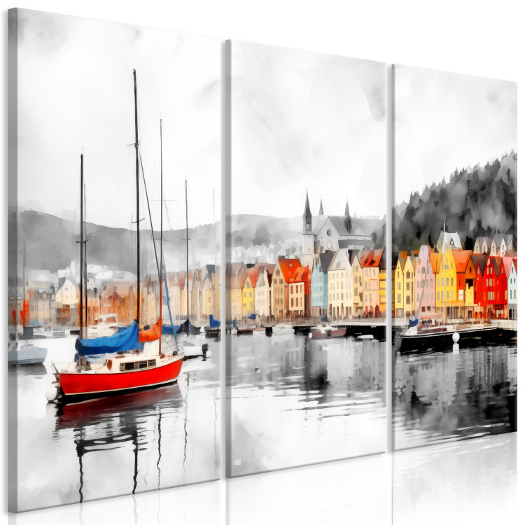 Canvas Bergen - Vibrant Norwegian City Port with Boats 151933 additionalImage 2