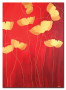Canvas Print Poppies in Red (1-piece) - Abstraction with an outline of golden flowers 48533