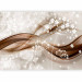 Wall Mural Composition with sparkle - white graphic flowers on a brown wave background 66233 additionalThumb 5
