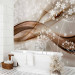 Wall Mural Composition with sparkle - white graphic flowers on a brown wave background 66233 additionalThumb 8
