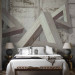 Wall Mural Contemporary composition - three wooden triangles on a concrete background 72033 additionalThumb 2