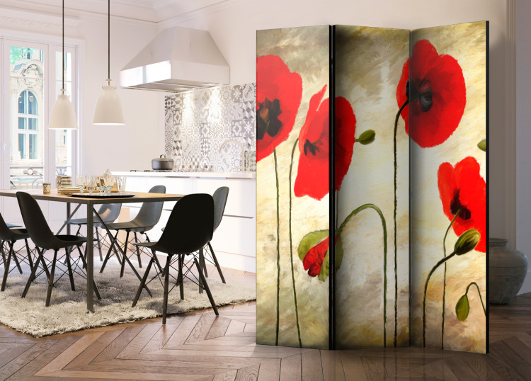 Room Separator Golden Poppy Field - romantic red flowers in an artistic motif 95533 additionalImage 2