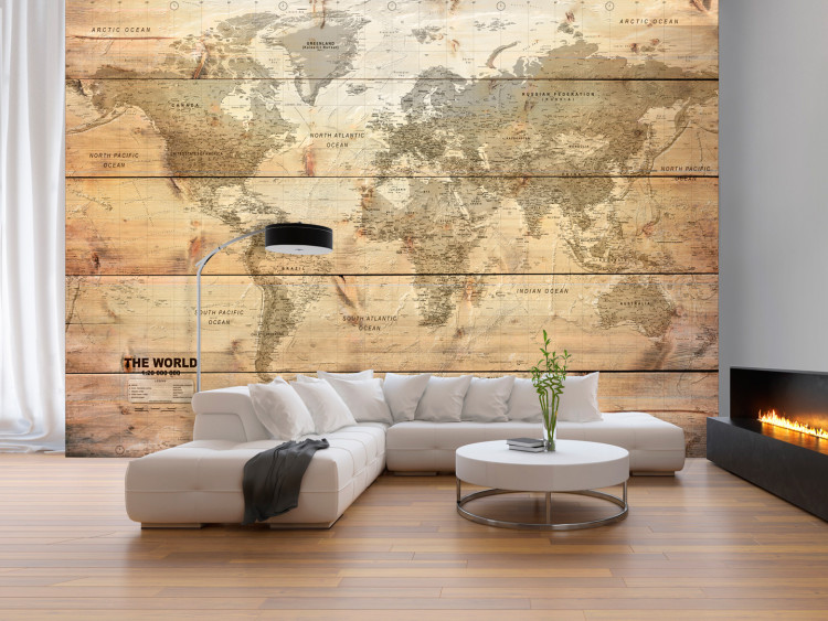 Photo Wallpaper Map on Boards 98533