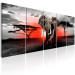 Canvas Art Print Sunset Over the Savanna (5-piece) - Elephant Against an African Sunset 98633 additionalThumb 2