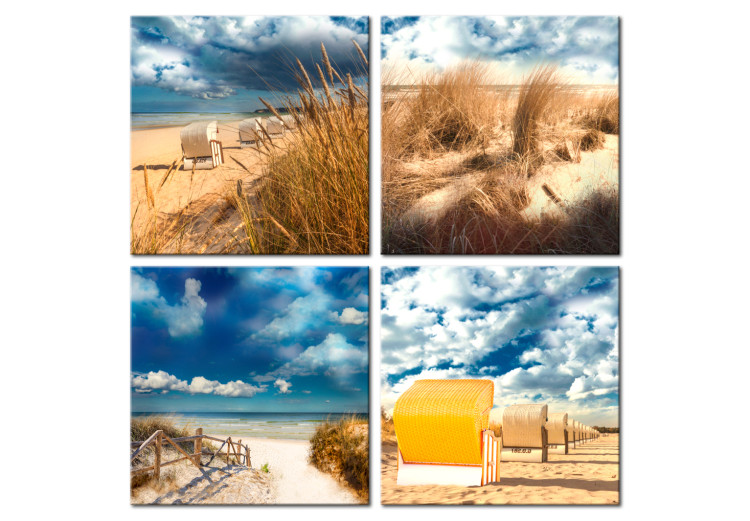 Canvas Print Summer Frames (4-piece) - Holidays by the Mediterranean Sea 106243