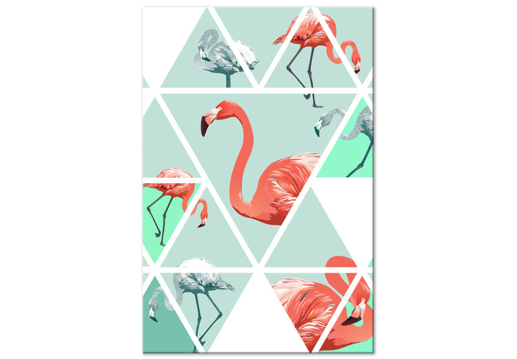 Canvas Geometric Flamingos (1 Part) Vertical 113943