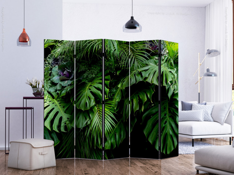 Room Divider Screen Rainforests II - landscape of tropical monstera leaves against a jungle backdrop 114043 additionalImage 2