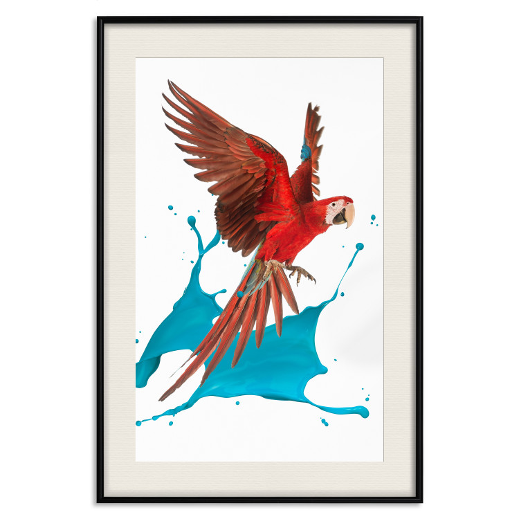 Wall Poster Parrot in Flight - colorful tropical bird and blue paint splatter 114443 additionalImage 14