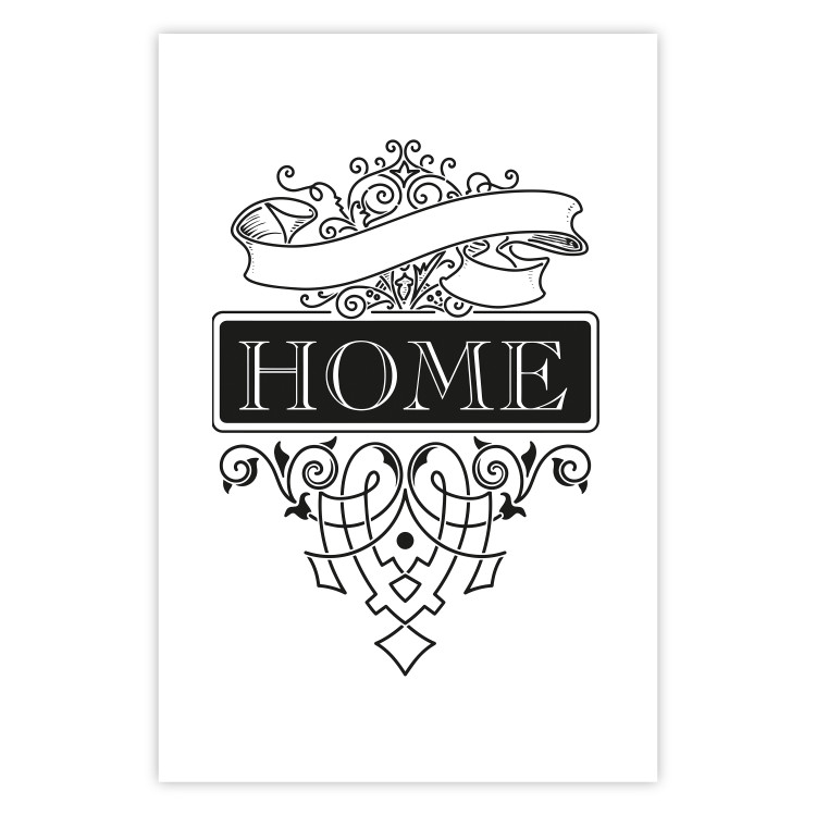 Poster Home - black and white composition with the word "home" and decorative ornaments 114643 additionalImage 19