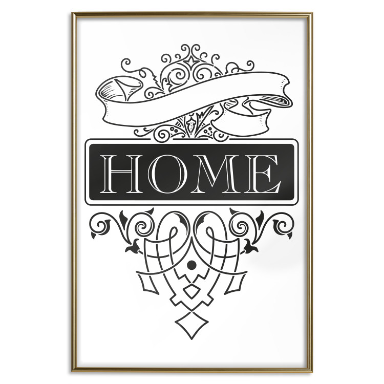 Poster Home - black and white composition with the word "home" and decorative ornaments 114643 additionalImage 16