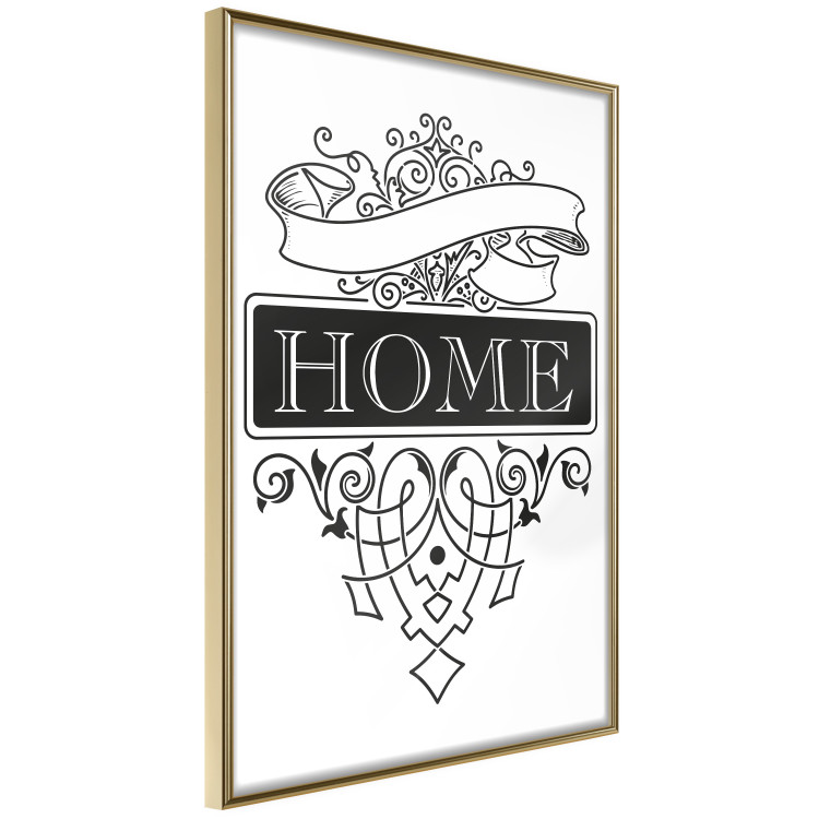 Poster Home - black and white composition with the word "home" and decorative ornaments 114643 additionalImage 12