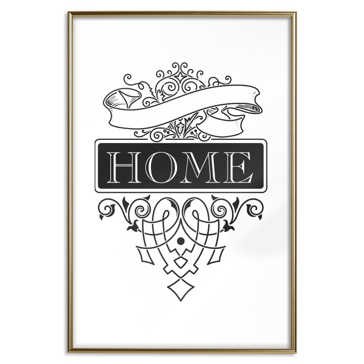 Poster Home - black and white composition with the word "home" and decorative ornaments 114643 additionalImage 14