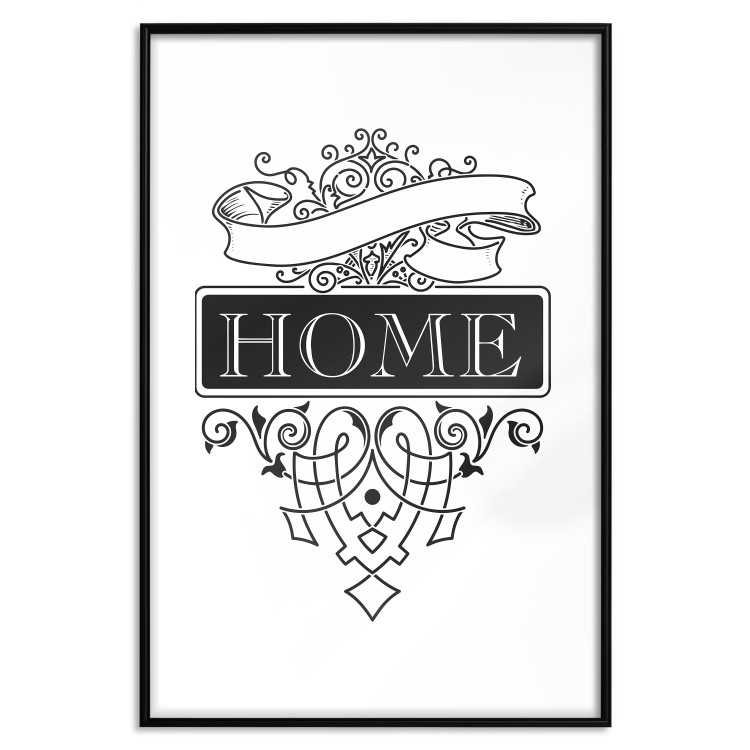 Poster Home - black and white composition with the word "home" and decorative ornaments 114643 additionalImage 15