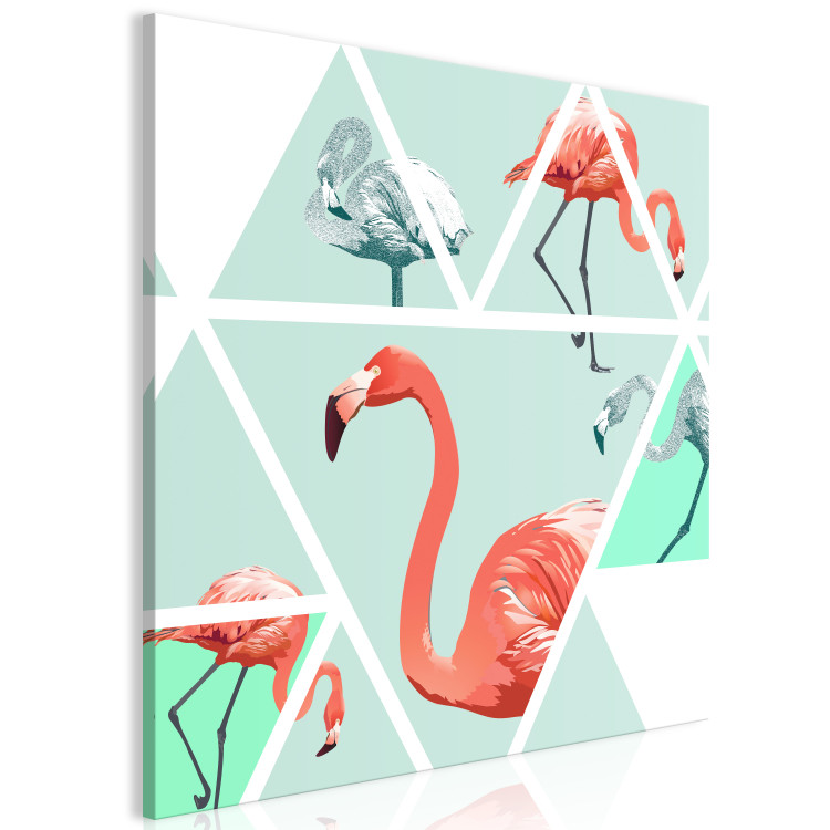 Canvas Birds in Pastel Hue (1-part) - Colorful Flamingos in Figures 115243 additionalImage 2