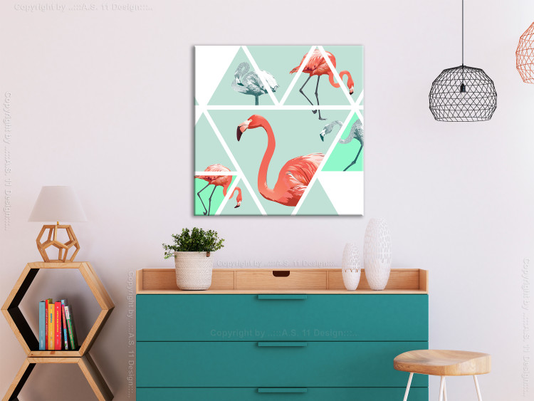 Canvas Birds in Pastel Hue (1-part) - Colorful Flamingos in Figures 115243 additionalImage 3