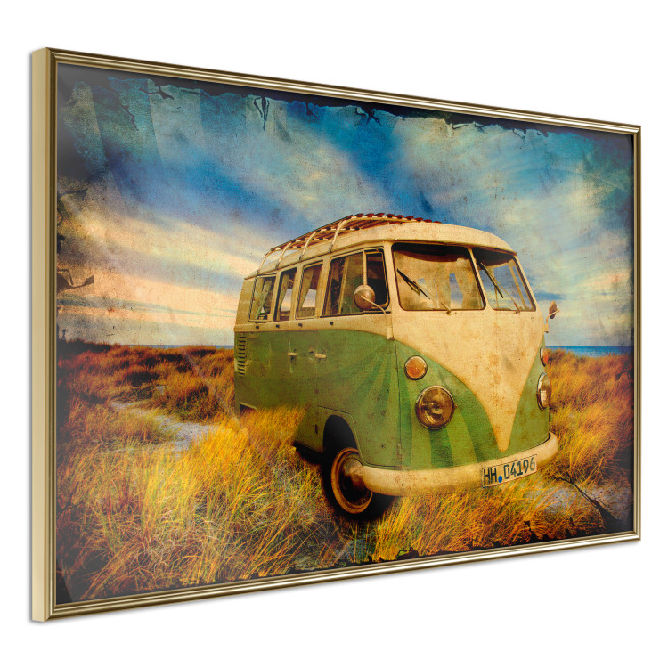 Poster Retro Bus - composition among field grass with a automotive motif 116443 additionalImage 14