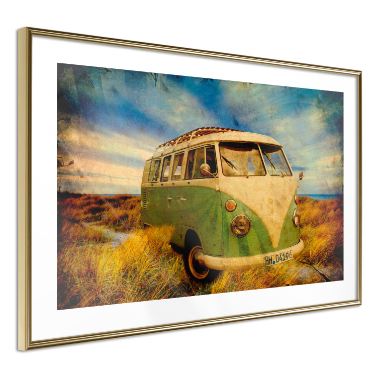 Poster Retro Bus - composition among field grass with a automotive motif 116443 additionalImage 8