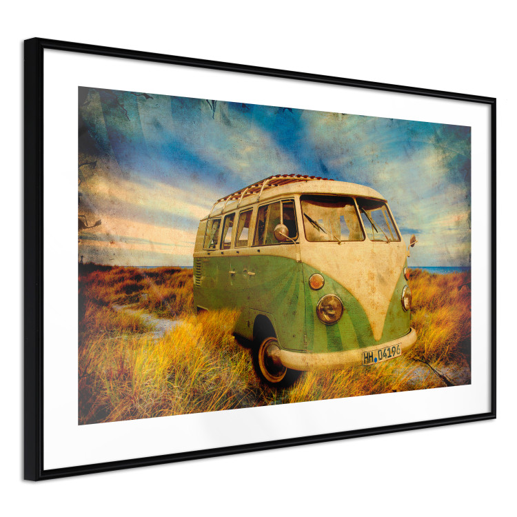 Poster Retro Bus - composition among field grass with a automotive motif 116443 additionalImage 13