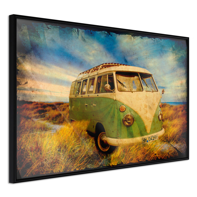 Poster Retro Bus - composition among field grass with a automotive motif 116443 additionalImage 12